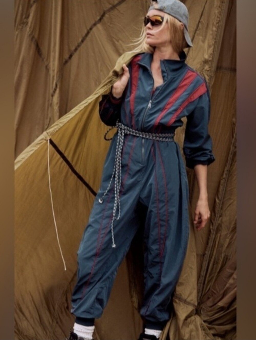 🍁 NWT| Free People FP Movement ♡ Retro Zip Up Track Jumpsuit Midnight Navy